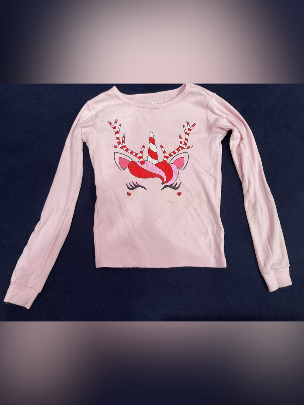 The Children's Place Girls Pink Unicorn Christmas Pajama Top Size 6